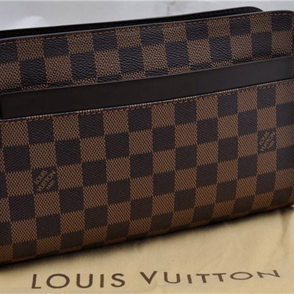 Louis Vuitton Other - Louis Vuitton Pochette Saint Louis Clutch Damier Ebene Canvas Leather Wristlet